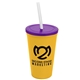 a athletic gold cup & translucent violet lid & frost straw 22 oz single - wall snap on tumbler with lid and straw