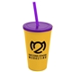 a athletic gold cup & translucent violet lid & translucent violet straw 22 oz single - wall snap on tumbler with lid and straw