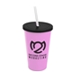 a awareness pink cup & black lid & frost straw 22 oz single - wall snap on tumbler with lid and straw