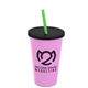 a awareness pink cup & black lid & translucent green straw 22 oz single - wall snap on tumbler with lid and straw