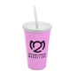 a awareness pink cup & frost lid & frost straw 22 oz single - wall snap on tumbler with lid and straw