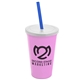 a awareness pink cup & frost lid & translucent blue straw 22 oz single - wall snap on tumbler with lid and straw