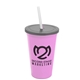 a awareness pink cup & smoke lid & frost straw 22 oz single - wall snap on tumbler with lid and straw