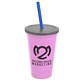 a awareness pink cup & smoke lid & translucent blue straw 22 oz single - wall snap on tumbler with lid and straw