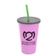 a awareness pink cup & smoke lid & translucent green straw 22 oz single - wall snap on tumbler with lid and straw