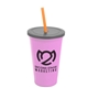a awareness pink cup & smoke lid & translucent orange straw 22 oz single - wall snap on tumbler with lid and straw