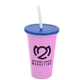 a awareness pink cup & translucent blue lid & frost straw 22 oz single - wall snap on tumbler with lid and straw