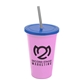 a awareness pink cup & translucent blue lid & smoke straw 22 oz single - wall snap on tumbler with lid and straw