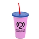 a awareness pink cup & translucent blue lid & translucent red straw 22 oz single - wall snap on tumbler with lid and straw