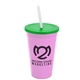 a awareness pink cup & translucent green lid & frost straw 22 oz single - wall snap on tumbler with lid and straw