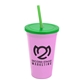 a awareness pink cup & translucent green lid & translucent green straw 22 oz single - wall snap on tumbler with lid and straw