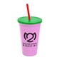 a awareness pink cup & translucent green lid & translucent red straw 22 oz single - wall snap on tumbler with lid and straw