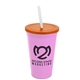 a awareness pink cup & translucent orange lid & frost straw 22 oz single - wall snap on tumbler with lid and straw
