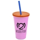 a awareness pink cup & translucent orange lid & translucent blue straw 22 oz single - wall snap on tumbler with lid and straw