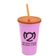 a awareness pink cup & translucent orange lid & translucent orange straw 22 oz single - wall snap on tumbler with lid and straw