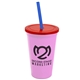 a awareness pink cup & translucent red lid & translucent blue straw 22 oz single - wall snap on tumbler with lid and straw