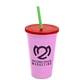 a awareness pink cup & translucent red lid & translucent green straw 22 oz single - wall snap on tumbler with lid and straw