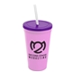 a awareness pink cup & translucent violet lid & frost straw 22 oz single - wall snap on tumbler with lid and straw