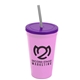 a awareness pink cup & translucent violet lid & smoke straw 22 oz single - wall snap on tumbler with lid and straw