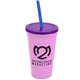 a awareness pink cup & translucent violet lid & translucent blue straw 22 oz single - wall snap on tumbler with lid and straw