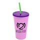a awareness pink cup & translucent violet lid & translucent green straw 22 oz single - wall snap on tumbler with lid and straw