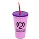 a awareness pink cup & translucent violet lid & translucent red straw 22 oz single - wall snap on tumbler with lid and straw