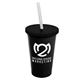 a black cup & black lid & frost straw 22 oz single - wall snap on tumbler with lid and straw