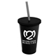 a black cup & black lid & smoke straw 22 oz single - wall snap on tumbler with lid and straw