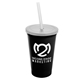 a black cup & frost lid & frost straw 22 oz single - wall snap on tumbler with lid and straw