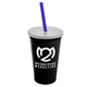 a black cup & frost lid & translucent blue straw 22 oz single - wall snap on tumbler with lid and straw