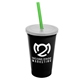a black cup & frost lid & translucent green straw 22 oz single - wall snap on tumbler with lid and straw