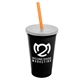 a black cup & frost lid & translucent orange straw 22 oz single - wall snap on tumbler with lid and straw