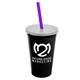 a black cup & frost lid & translucent violet straw 22 oz single - wall snap on tumbler with lid and straw