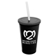 a black cup & smoke lid & frost straw 22 oz single - wall snap on tumbler with lid and straw