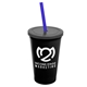 a black cup & smoke lid & translucent blue straw 22 oz single - wall snap on tumbler with lid and straw