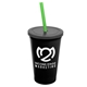 a black cup & smoke lid & translucent green straw 22 oz single - wall snap on tumbler with lid and straw