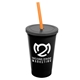 a black cup & smoke lid & translucent orange straw 22 oz single - wall snap on tumbler with lid and straw