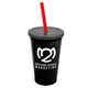 a black cup & smoke lid & translucent red straw 22 oz single - wall snap on tumbler with lid and straw