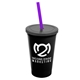 a black cup & smoke lid & translucent violet straw 22 oz single - wall snap on tumbler with lid and straw