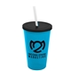 a cyan cup & black lid & frost straw 22 oz single - wall snap on tumbler with lid and straw