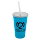 a cyan cup & frost lid & frost straw 22 oz single - wall snap on tumbler with lid and straw