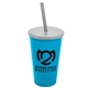 a cyan cup & frost lid & smoke straw 22 oz single - wall snap on tumbler with lid and straw