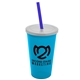 a cyan cup & frost lid & translucent blue straw 22 oz single - wall snap on tumbler with lid and straw