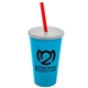 a cyan cup & frost lid & translucent red straw 22 oz single - wall snap on tumbler with lid and straw