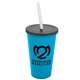 a cyan cup & smoke lid & frost straw 22 oz single - wall snap on tumbler with lid and straw