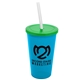 a cyan cup & translucent green lid & frost straw 22 oz single - wall snap on tumbler with lid and straw