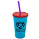 a cyan cup & translucent red lid & translucent violet straw 22 oz single - wall snap on tumbler with lid and straw