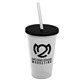 a frost cup & black lid & frost straw 22 oz single - wall snap on tumbler with lid and straw