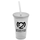 a frost cup & frost lid & frost straw 22 oz single - wall snap on tumbler with lid and straw