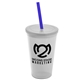 a frost cup & frost lid & translucent blue straw 22 oz single - wall snap on tumbler with lid and straw